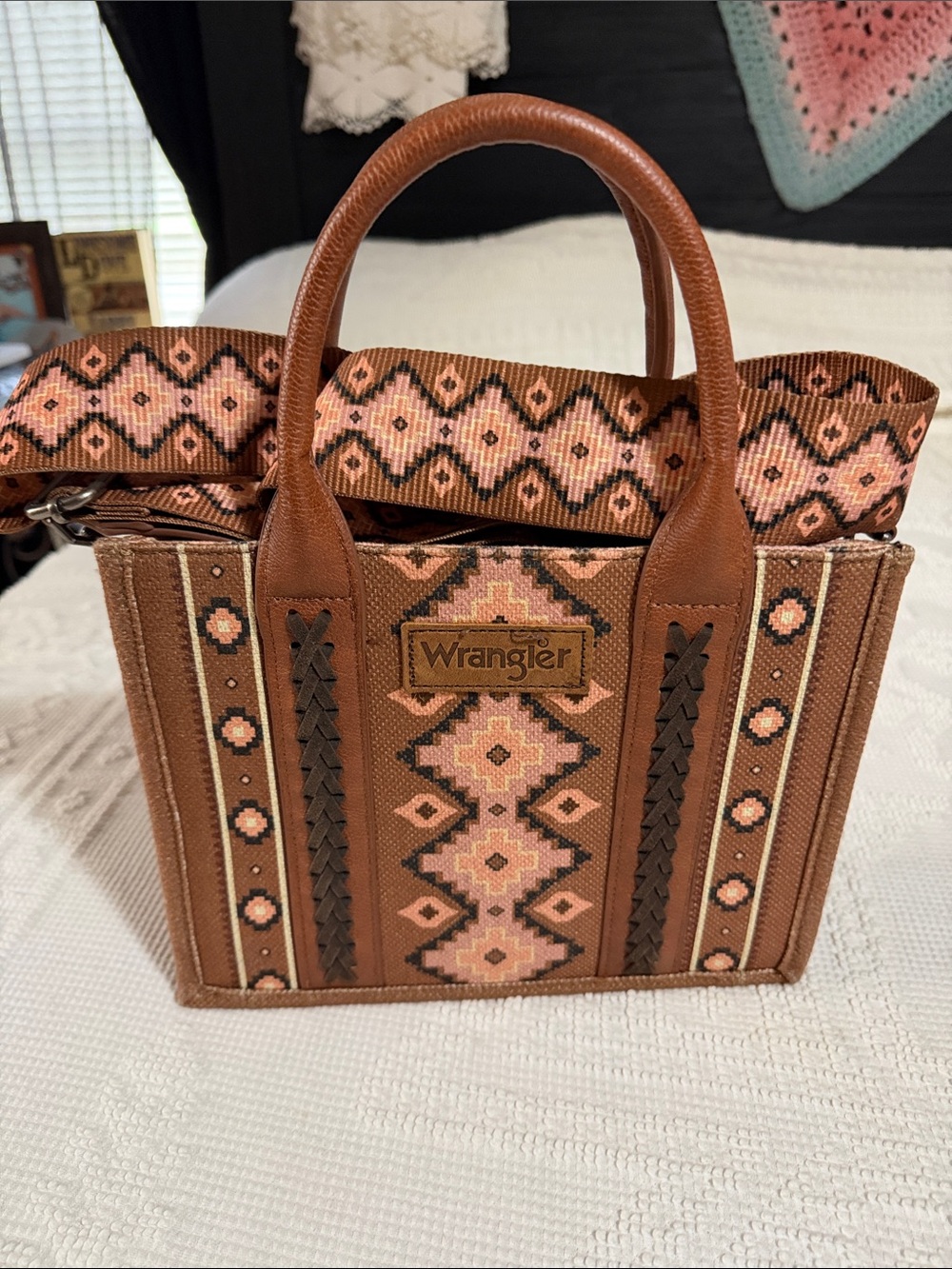 Wrangler Brown and Pink Southwestern Pattern purse